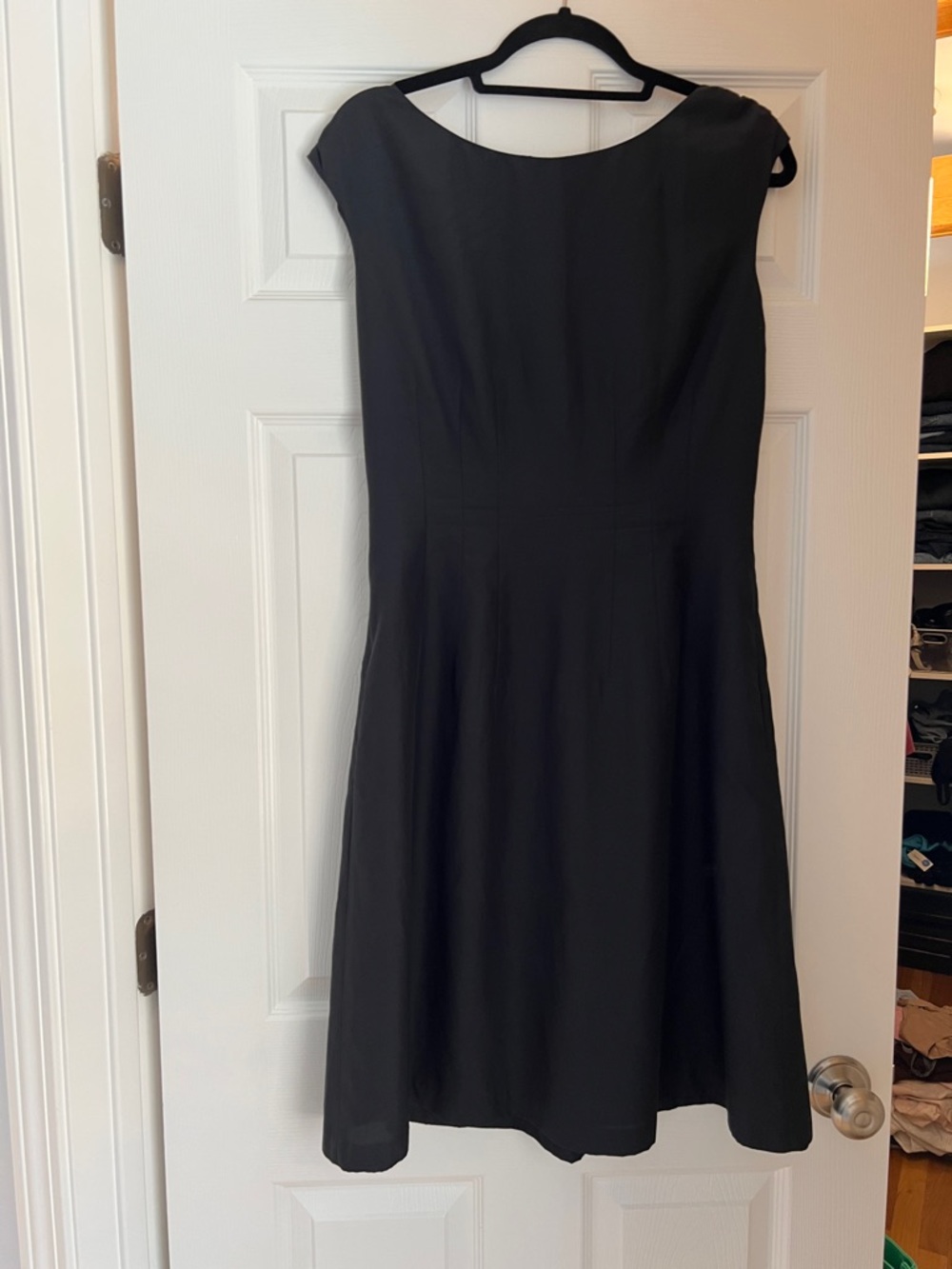 Barneys New York Black Midi Fit-and-Flare Dress
